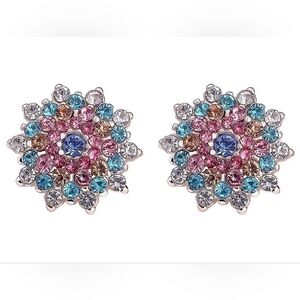 Colored Crystal Rose Gold Setting Earrings